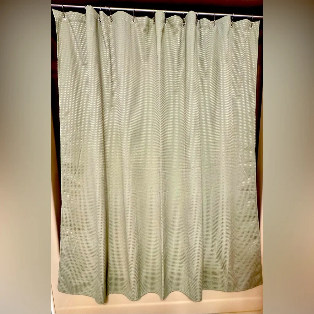 Luxury Hotel Collection Sage Green Fabric Shower Curtain Metal Grommets 72 x 72